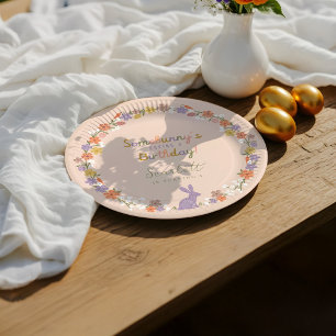 Floral Easter Bunny Somebunny’s Having a Birthday Paper Plates