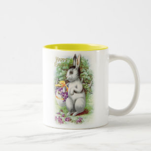 Floral Easter Bunny Two-Tone Coffee Mug