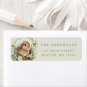 Floral Easter Bunny Watercolor Spring Rabbit Label