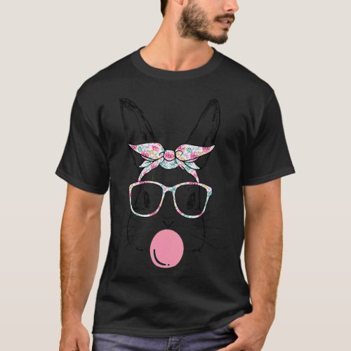 Floral Easter Bunny Women Girls Spring Flowers Rab T_Shirt