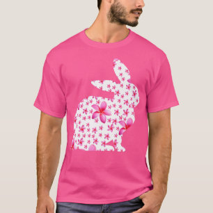 Floral Easter Bunny Women Spring Flowers Rabbit Si T-Shirt