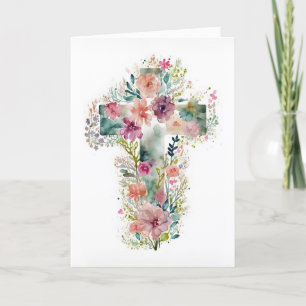 Floral Easter Cross Holiday Card