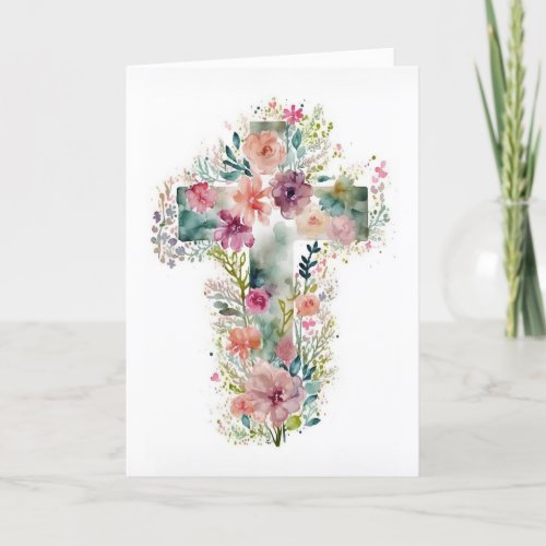 Floral Easter Cross Holiday Card
