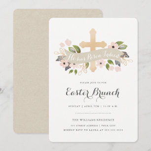 Floral Easter Cross Invitation