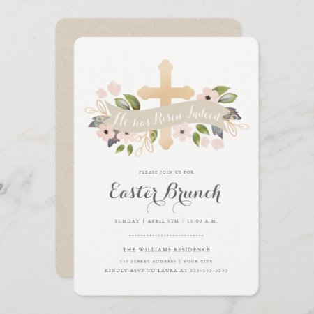 Floral Easter Cross Invitation