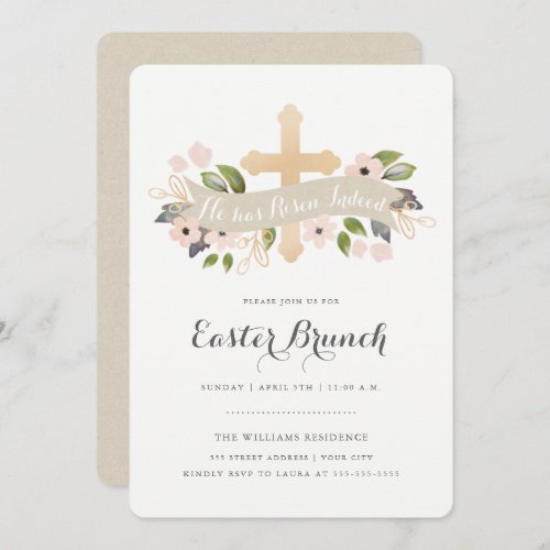 Floral Easter Cross Invitation