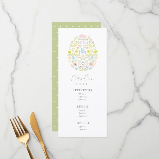 Floral Easter Egg Bunny Menu (Front/Back In Situ)