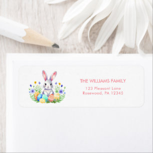 Floral Easter Egg Bunny Return Address Label