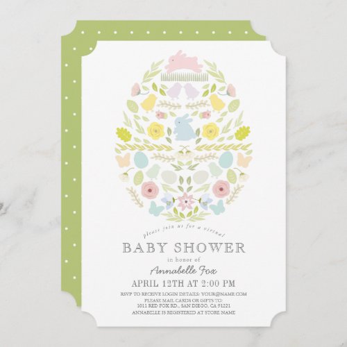 Floral Easter Egg Bunny Virtual Baby Shower Invitation