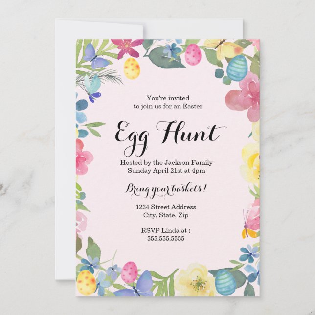 Floral Easter Egg Hunt Card (Front)