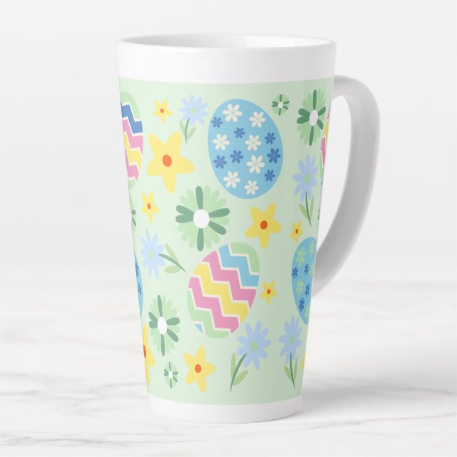 Floral Easter Egg Latte Mug (Right Angle)