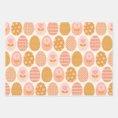 Floral Easter Egg Pattern in Boho Pink Yellow Gold Wrapping Paper Sheets (Front 3)
