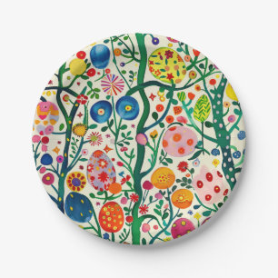Floral Easter Egg Plant Paper Plates