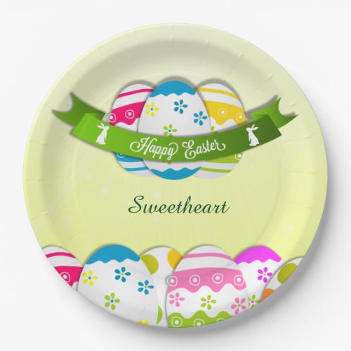 Floral Easter Eggs and Easter Wish Paper Plates