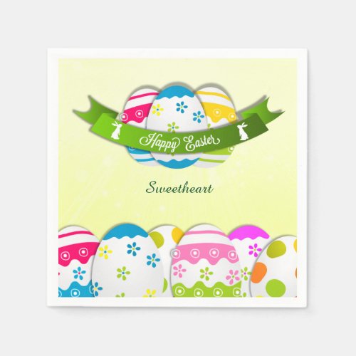 Floral Easter Eggs and Easter Wishes Napkins