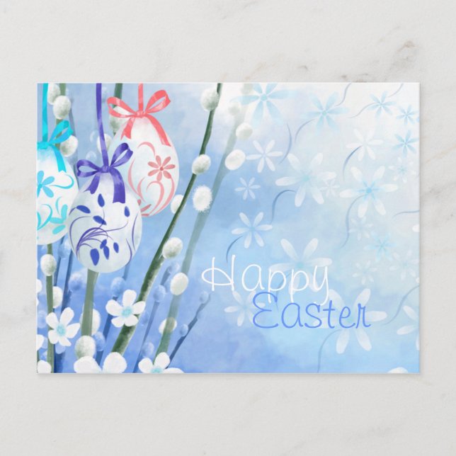 Floral Easter Eggs - Customized Holiday Postcard (Front)