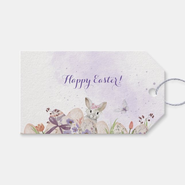Floral Easter Eggs Gift Tags (Front (Horizontal))