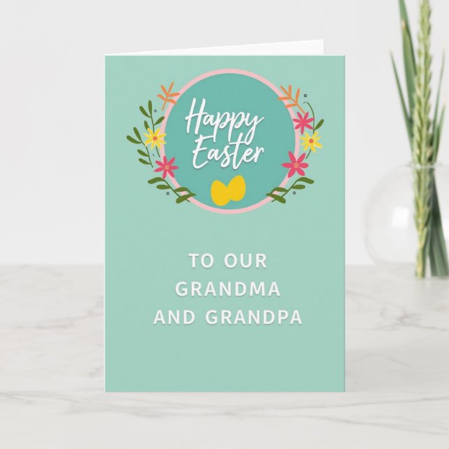 Floral Easter Grandma Grandpa Card (Front)