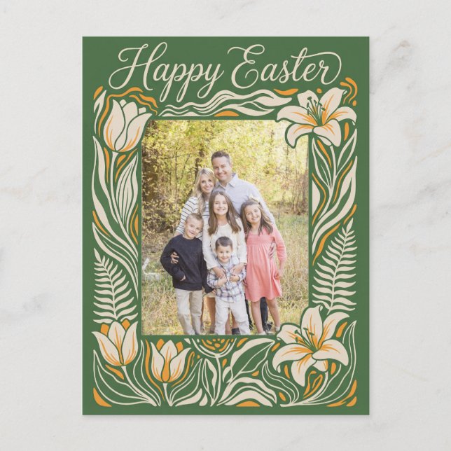 Floral Easter Photo Postcard - Personalized Botani (Front)
