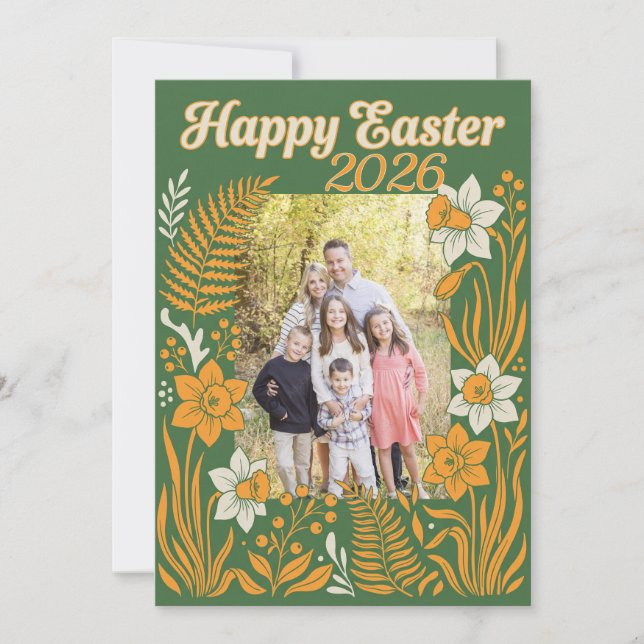 Floral Easter Photo Postcard - Personalized Botani (Front)