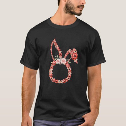 Floral Easter Rabbit Bunny Face Flower T_Shirt