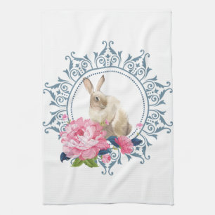 Floral Easter Rabbit Kitchen Towel