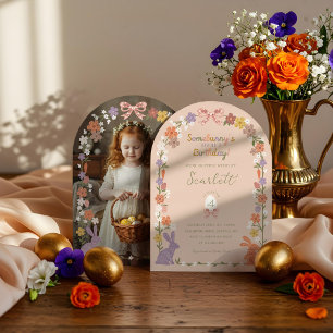 Floral Easter Somebunny’s Having a Birthday Photo Invitation
