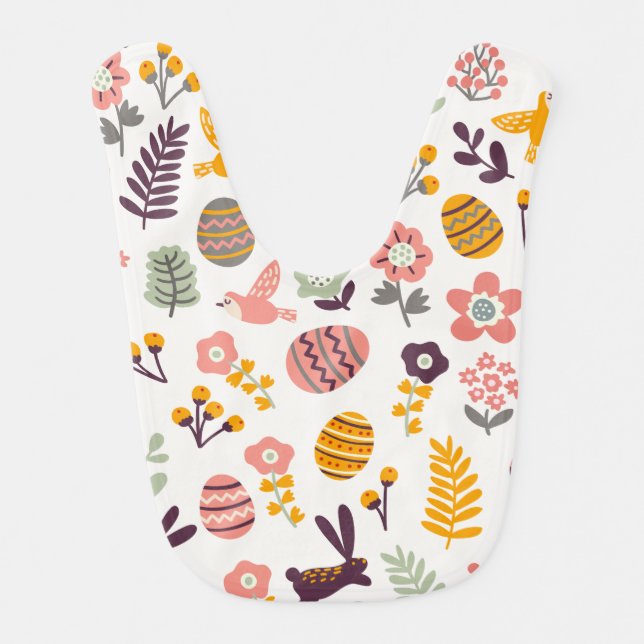 Floral Easter Spring Pattern | Baby Bib (Front)
