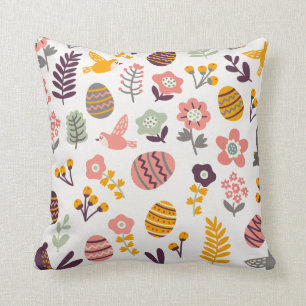 Floral Easter Spring Pattern   Throw Pillow