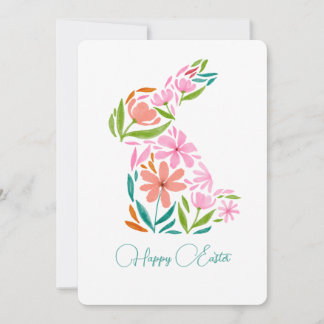 Floral easter watercolour bunny greeting card