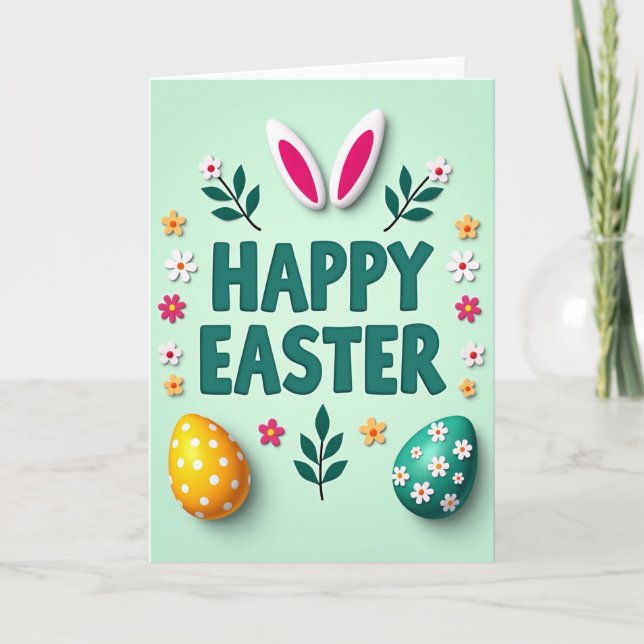 Floral Easter Wishes Card (Front)