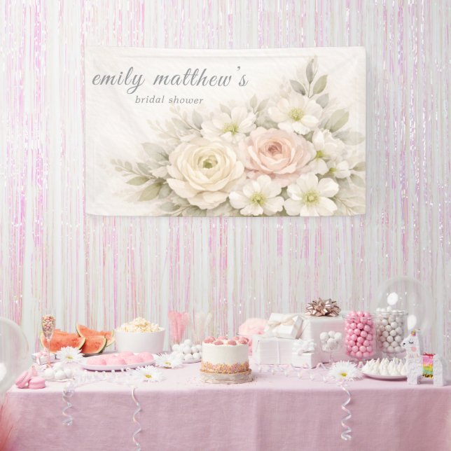 Floral Editorial Bouquet Wedding Bridal Shower Banner (Party)