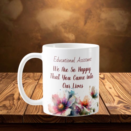 Floral Educational Assistant Pink  Personalize Coffee Mug