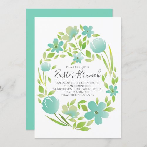 Floral Egg  Easter Brunch Dinner Party Invitation