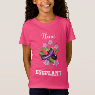 Floral Eggplant Illustration T-Shirt