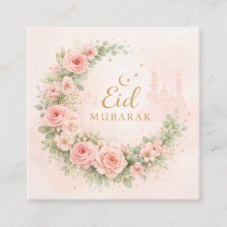 Floral Eid Mubarak – Blush Pink Islamic Gift f Enclosure Card