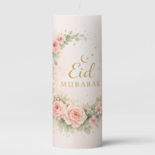 Floral Eid Mubarak – Blush Pink Islamic Gift f Pillar Candle