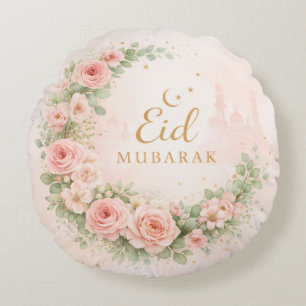 Floral Eid Mubarak – Blush Pink Islamic Gift f Round Pillow