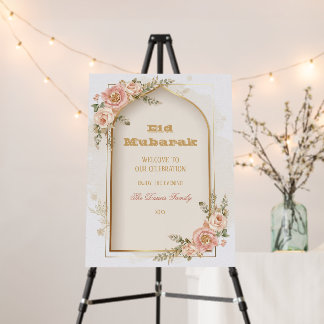 Floral Eid Mubarak Party Welcome Sign,Al-Fitr Foam Board