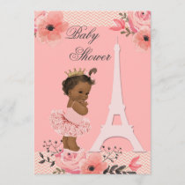 Floral Eiffel Tower Ethnic Princess in Tutu Shower Invitation