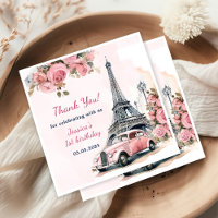 Floral Eiffel Tower Paris 1st Birthday Party