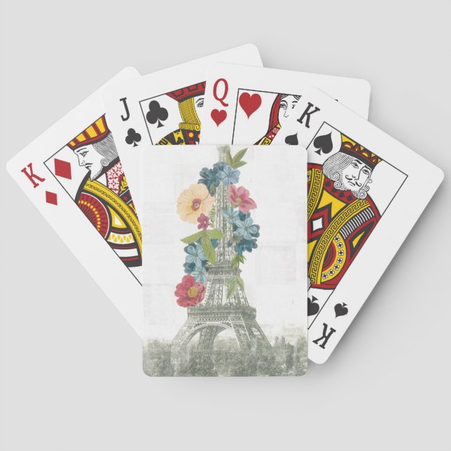 Floral Eiffel Tower | Paris, France Poker Cards (Back)