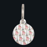 Floral Eiffel Tower Pet Tag<br><div class="desc">Flowers in the Spring time and the Eiffel Tower - what could be more French?</div>