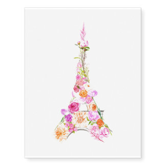 Floral eiffel tower temporary tattoos