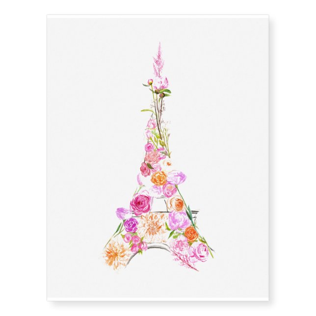 Floral eiffel tower temporary tattoos (Front)