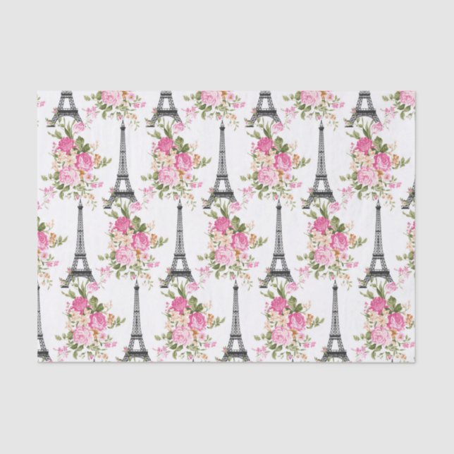 Floral Eiffel Tower Tissue Paper (Front)