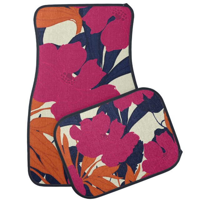 Floral elegance: abstract pattern car floor mat (Set)