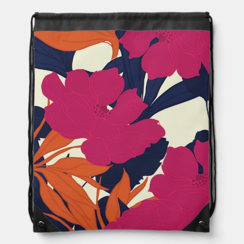 Floral elegance abstract pattern drawstring bag