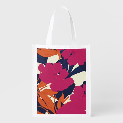 Floral elegance abstract pattern grocery bag