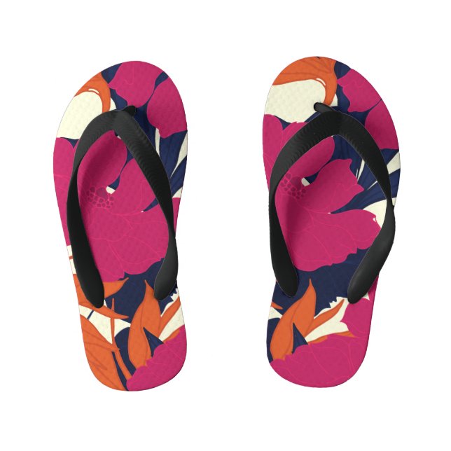 Floral elegance: abstract pattern kid's flip flops (Footbed)